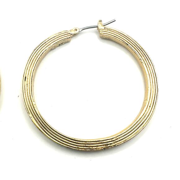 Ralph Lauren Gold Hoop Ribbed Earring Hoop RLL Coastal Cowgirl Western Jewelry - Picture 4 of 8